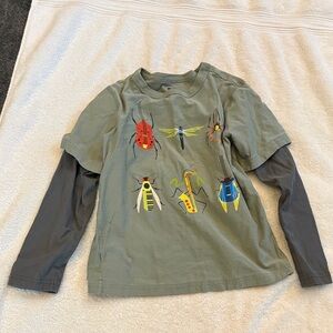 Tea Collection Insect Adventure Long Sleeve Tee - Olive and Charcoal